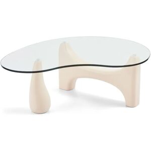 NV GALLERY Table basse ORWELL - Table basse, Verre trempe & bois beige mat, L99 Marron