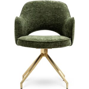 NV GALLERY Chaise de bureau LUTHOR - Chaise de bureau rotative, Tweed vert & metal dore, 60x86 Vert / Dore