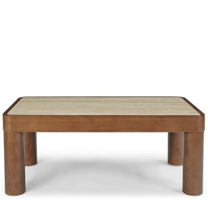 NV GALLERY Table basse KOUMO Table basse Travertin waterproof bois de frene teinte noyer L100 Marron