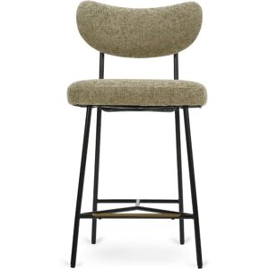 NV GALLERY Tabouret de bar JASPER - Tabouret de bar, Tweed taupe & metal noir, H65 Taupe / Noir