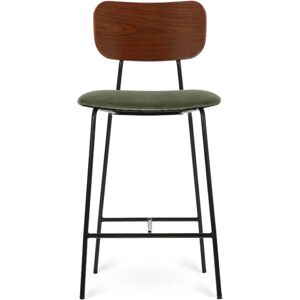 NV GALLERY Tabouret de bar EERO Tabouret de bar Velours vert bouteille bois noyer metal noir H68 Vert Marron Noir