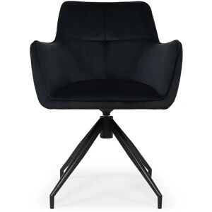 NV GALLERY Chaise de bureau KINGSCROSS - Chaise de bureau rotative, Velours nuit noire & metal noir, 60x86