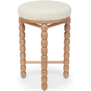 NV GALLERY Tabouret de bar BOLD - Tabouret de bar, Blanc avoine boucle & bois de chene, H65 Blanc / marron