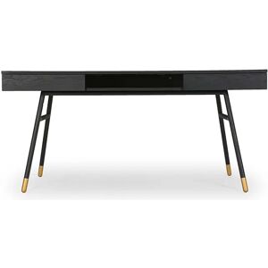 NV GALLERY Bureau SOLOMON Bureau Bois de frene metal noir dore L160 Noir