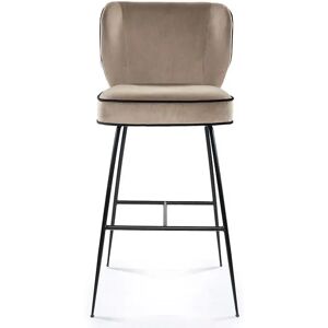 NV GALLERY Tabouret de bar WAYNE Tabouret de bar Velours taupe metal noir H65 Taupe Noir