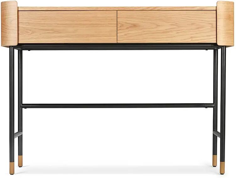 NV GALLERY Bureau ou console JEFFREY - Bureau ou console, Bois de chêne, métal noir & doré, L120 Naturel / Noir / Doré