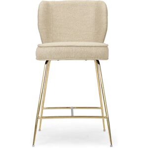 NV GALLERY Tabouret de bar WAYNE - Tabouret de bar, Beige sable & métal doré, H65 Beige / Doré