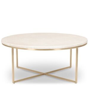 NV GALLERY Table basse GISELLE - Table basse, Marbre beige waterproof & métal doré, Ø80 Beige / Doré