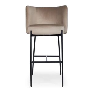 NV GALLERY Chaise de bar RAY - Tabouret de bar, Velours taupe & metal noir, H78 Taupe / Noir