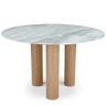 NV GALLERY Table à manger BENEDETTA - Table à manger, pour 4 personnes, Marble blanc waterproof & bois blond, Ø120 Blanc / Naturel