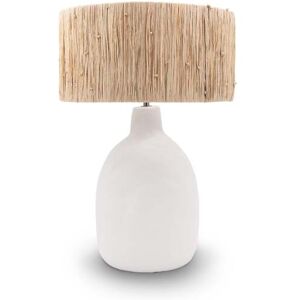 NV GALLERY Lampe a poser NOUR Lampe de table Abat jour raphia ceramique blanche H51 Naturelle