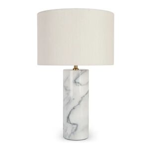 NV GALLERY Lampe de table en marbre GAIA - Lampe de table, Abat-jour lin & marbre blanc, H50 Blanc