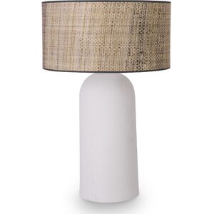 NV GALLERY Lampe de table AGAPE - Lampe de table, Abat-jour fibre naturelle & ceramique blanche, H72 Blanc / Beige