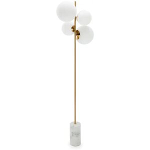 NV GALLERY Lampadaire SKULL - Lampadaire, Spheres blanches, marbre blanc & metal dore, H158 Blanc