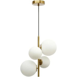 NV GALLERY Suspension SKULL - Suspension, Spheres blanches & metal dore, H45 ajustable Dore / Blanc