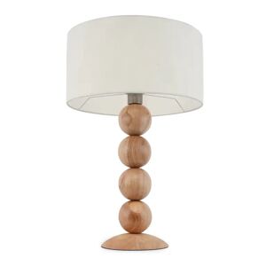 NV GALLERY Lampe de table ETNA - Lampe de table, Coton naturel & bois massif, H61 Blanc / marron