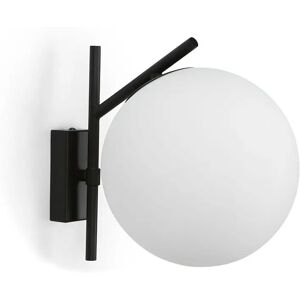 NV GALLERY Applique OPALE - Applique, Sphere blanche & metal noir, H24 Noir