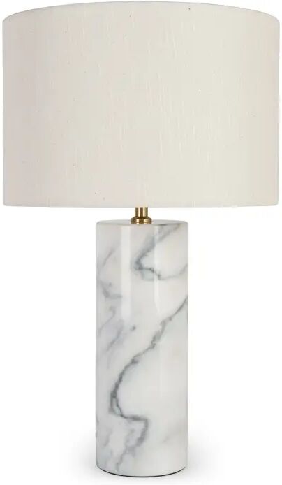 NV GALLERY Lampe de table en marbre GAIA - Lampe de table, Abat-jour lin & marbre blanc, H50 Blanc