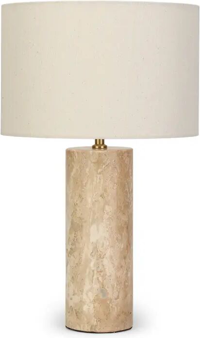 NV GALLERY Lampe de table GAIA - Lampe de table, Abat-jour lin & travertin naturel, H50 Naturel