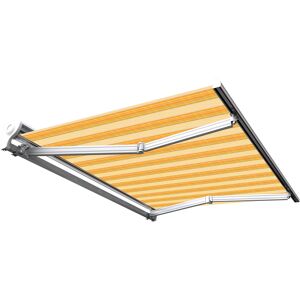 SUNNY INCH ® Store banne manuel Demi coffre pour terrasse - Jaune rayé - 2,5 x 2 m