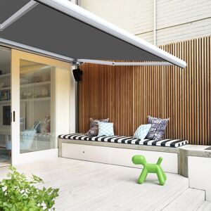 SUNNY INCH ® Store banne extérieur coffre intégral motorisé et manuel pour terrasse - Gris - 4,5 x 3,5 m