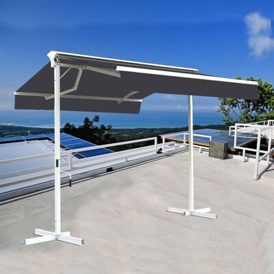 SUNNY INCH ® Stores double pente sur pied avec coffre - Gris anthracite - 3,5 x 3 m - Publicité SUNNY INCH ® Stores double pente sur pied avec coffre - Gris anthracite - 3,5 x 3 m - Publicité