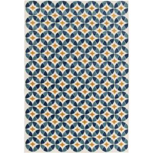 123x170 Tapis extérieur et intérieur motif géométrique - Ambroise - Bleu et jaune