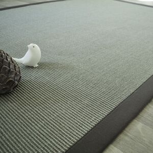 80x150 Tapis sisal Yucatan gris acier - Ganse coton anthracite