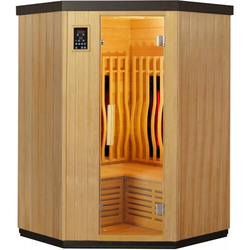 Sauna d'angle infrarouge chauffages carbone et full spectrum Vertical Black 2000W 2-3 places - SNÖ