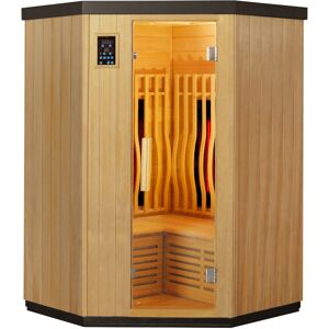 SNÖ Sauna d'angle infrarouge chauffages carbone et full spectrum Vertical Black 2000W 2-3 places - SNÖ