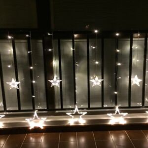 Rideau Lumineux Etoiles Clignotant 1M40, 8 modes, Câble transparent - Blanc Froid - SILAMP