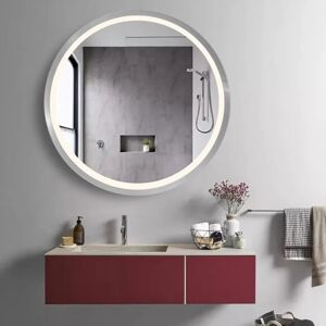 Miroir LED Rond 32W 80cm avec Capteur Infrarouge Cadre Alu pour Salle de Bain - SILAMP