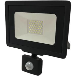 Projecteur LED 50W Detecteur de Mouvement Crepusculaire Extra Plat IP65 NOIR - Blanc Froid 6000K - 8000K - SILAMP