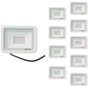 Projecteur LED Exterieur 30W IP66 BLANC (Pack de 10) - Blanc Froid 6000K - 8000K - SILAMP