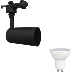 Kit Spot LED sur rail Monophasé Noir + Ampoule LED GU10 8W - Blanc Neutre 4000K - 5500K - SILAMP