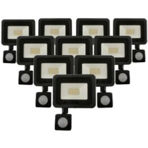 Projecteur LED 50W Détecteur de Mouvement Crépusculaire Extra Plat IP65 NOIR (Pack de 10) - Blanc Neutre 4000K - 5500K - SILAMP