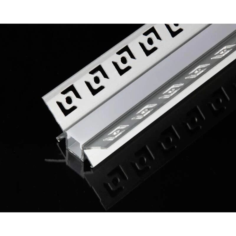 Profilé Aluminium encastré d'angle 1m pour Ruban LED Couvercle Blanc Opaque - SILAMP
