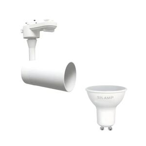Kit Spot LED sur rail Monophase Blanc + Ampoule LED GU10 5W - Blanc Froid 6000K - 8000K - SILAMP