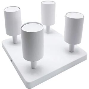 Plafonnier 4 Spots Orientables Carre Alu BLANC pour Ampoule GU10 - SILAMP