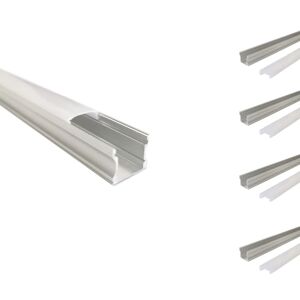 Profile Aluminium 1m pour Ruban LED - Couvercle Opaque (Pack de 5) - SILAMP