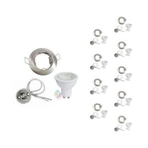 Kit Spot LED GU10 encastrable avec Ampoule LED 8W (Pack de 10) - Blanc Froid 6000K - 8000K - SILAMP