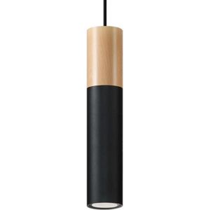 Suspension Lampe Bois Noir pour Ampoule GU10 - SILAMP