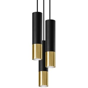 Suspension Design 3 Lampes Noir Or Élegant pour Ampoules GU10 - SILAMP