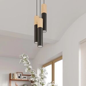Suspension Design 3 Lampes Bois Noir Élegant pour Ampoules GU10 - SILAMP