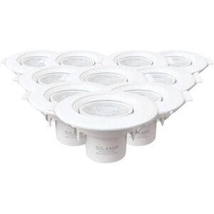 Spot LED Encastrable Orientable Rond Blanc 8W (Pack de 10) - Blanc Neutre 4000K - 5500K - SILAMP