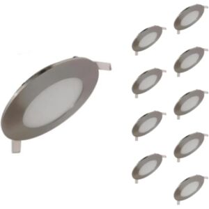 Downlight Dalle LED Extra Plate Ronde ALU 6W (Pack de 10) - Blanc Chaud 2300K - 3500K - SILAMP