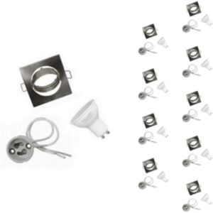 Kit Spot LED GU10 encastrable avec Ampoule LED 6W (Pack de 10) - Blanc Neutre 4000K - 5500K - SILAMP