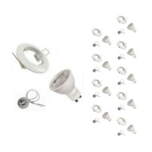 Kit Spot LED GU10 encastrable Rond Blanc avec une ampoule 8W (Pack de 10) - Blanc Froid 6000K - 8000K - SILAMP