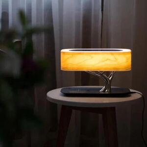 Lampe de Chevet LED Design avec Enceinte & Chargeur Sans fil - Dimmable Tactile - SILAMP