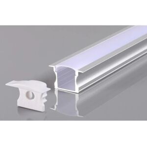 Profile Encastrable Aluminium 2m pour Ruban LED Couvercle Blanc Opaque - SILAMP